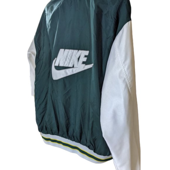 Retro Y2K Nike Varsity Style Reversible Windbreaker Green / Yellow - Large - Picture 5 of 15